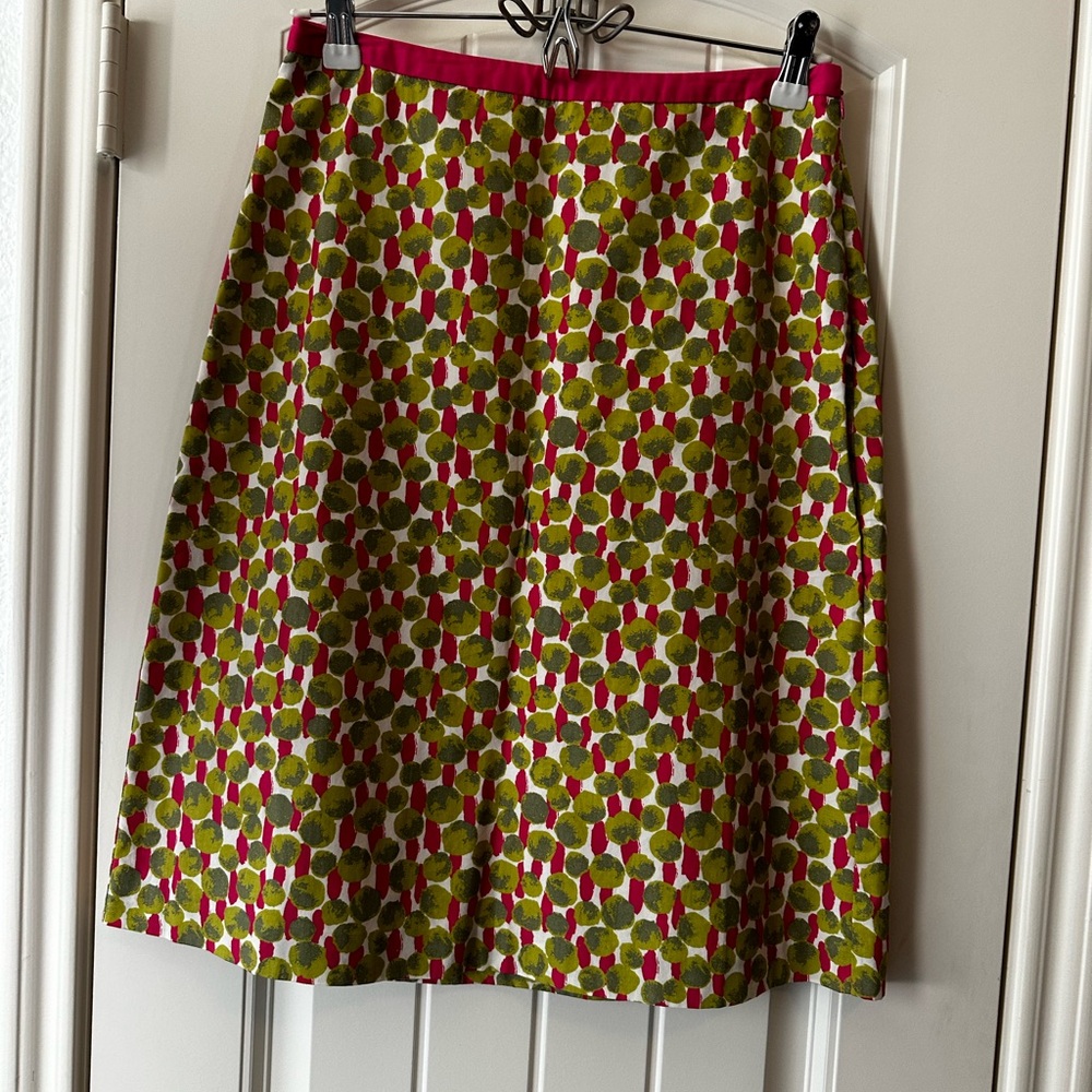 Boden A-Line Midi Pencil Skirt - Green and Pink Tree Pattern 100% cotton size 4